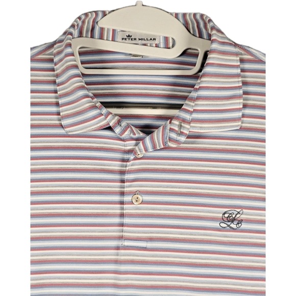 Peter Millar Other - Peter‎ Millar Crown Sport Polo Mens XL Blue Red Stripe Performance Golf Shirt